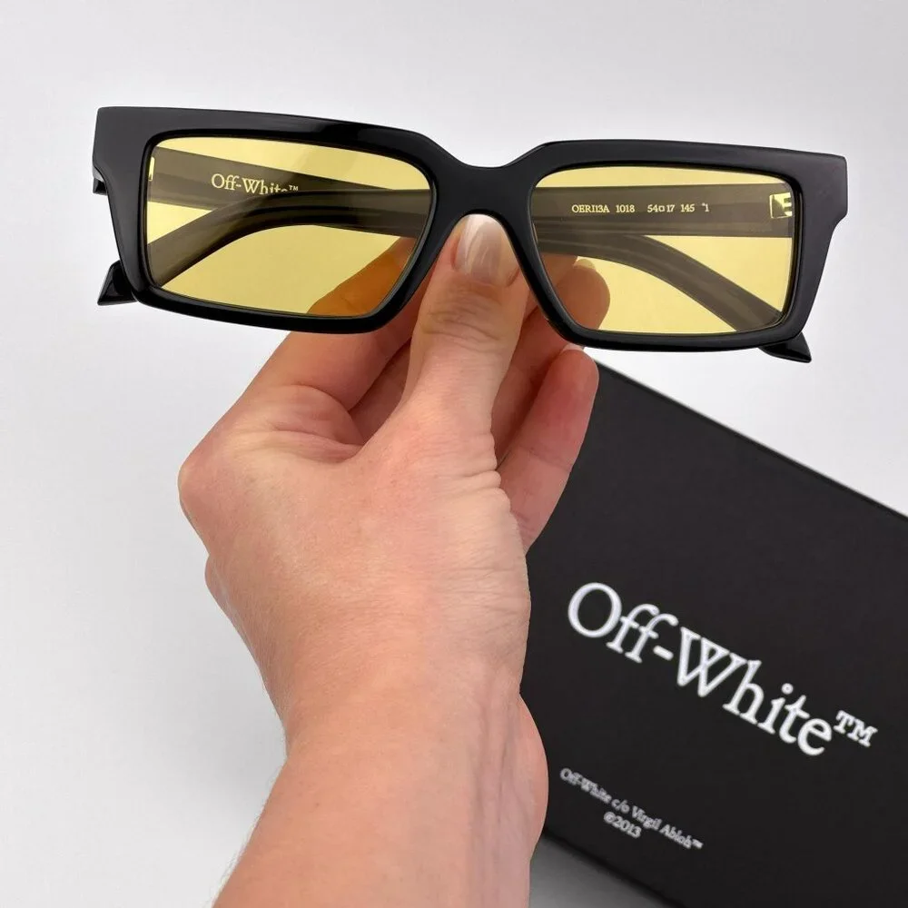 Off-White WARREN Men Sunglasses Black Square Yellow | Model OERI13A 1018